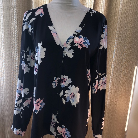 Joie Tops - Joie Silk Black Floral Shirt S Button